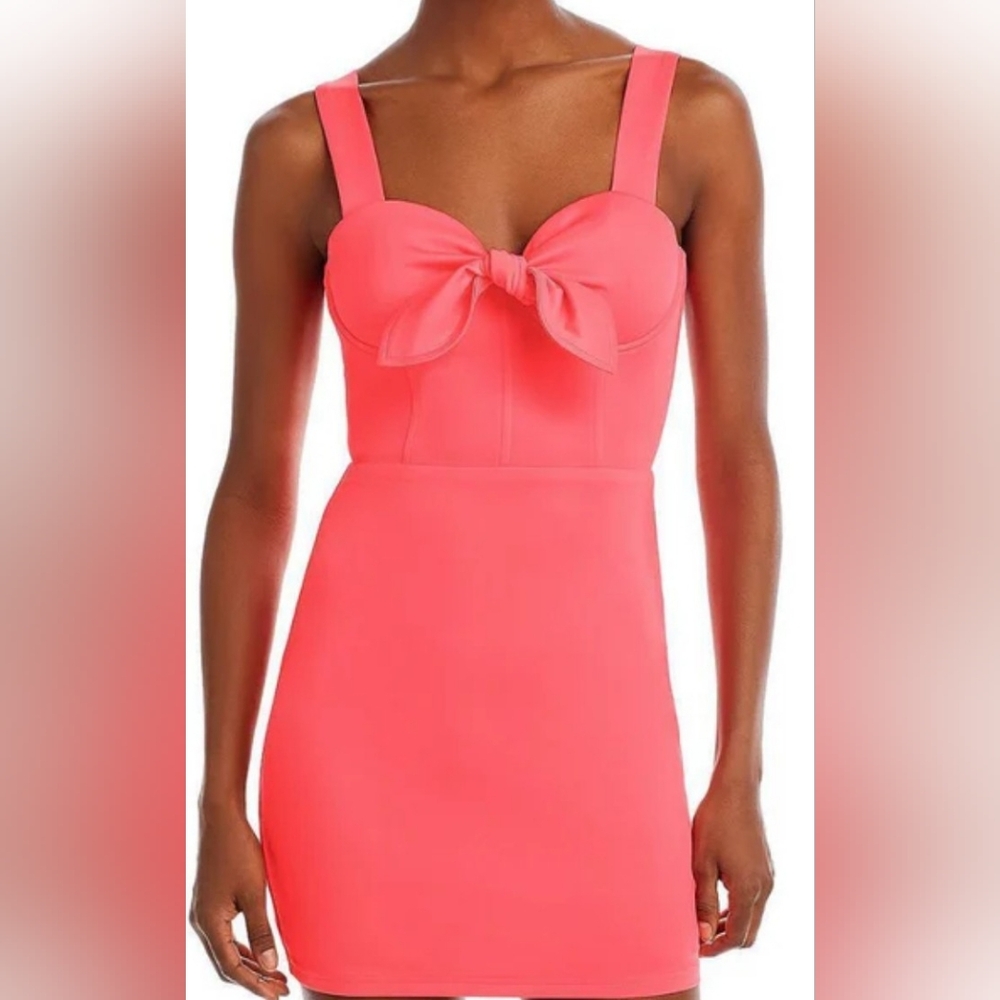Coral Pink Bow Front Dress
